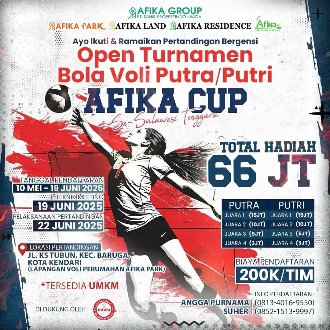 Gelorakan Semangat Olahraga dan UMKM, Afika Group Gelar Turnamen Voli Berhadiah Rp66 Juta